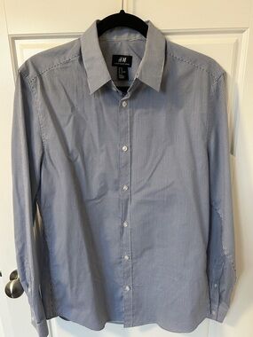 H&M Men’s Blue Micro-Stripe Dress Shirt